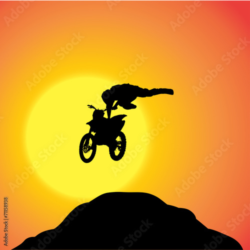 Vector silhouette of a biker.