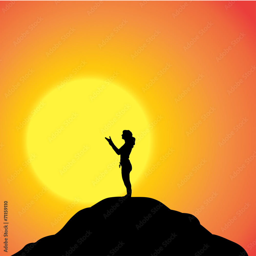 Vector silhouette of woman.