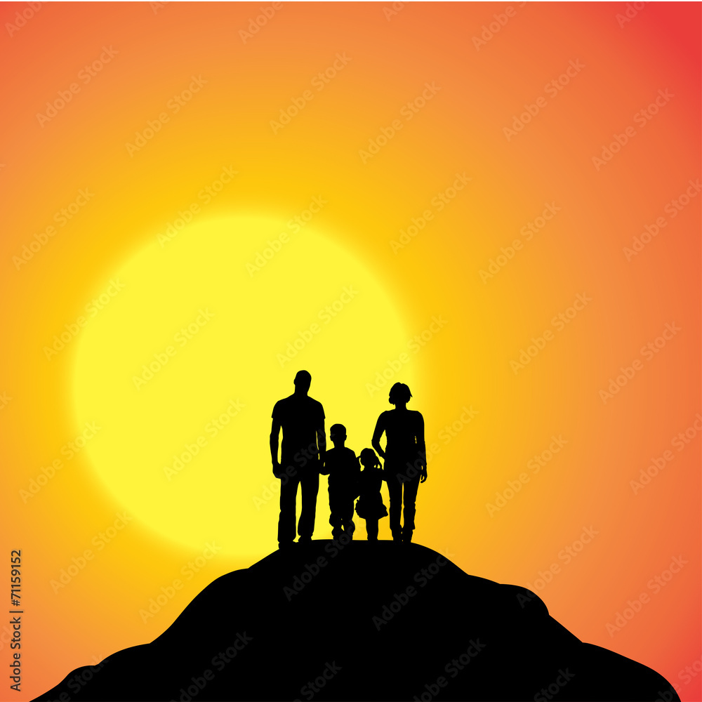 Vector silhouette of family.