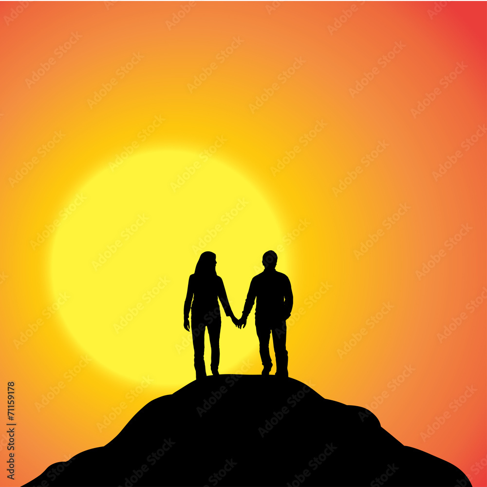 Vector silhouette of couple.