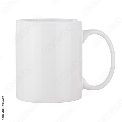 White Ceramic Coffee Cup Isolated on White Background.