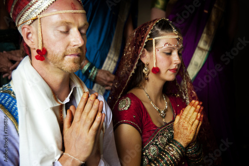 Western couple getting married in an Indian ceremony © bbtomas