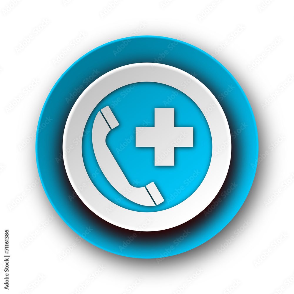 emergency call blue modern web icon on white background emergency call blue modern web icon on white background