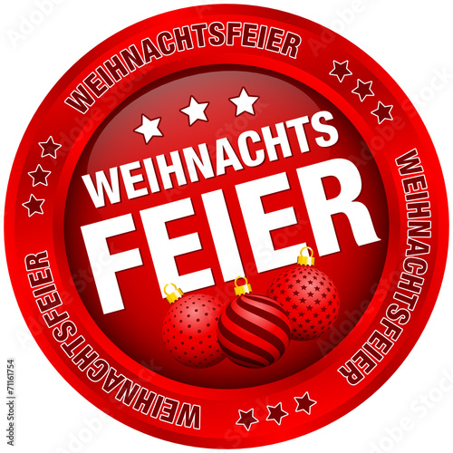 Button "Weihnachtsfeier" Kugeln rot