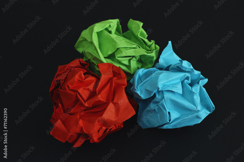Colorful crumpled paper balls