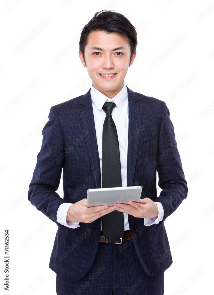 Young Businessman touch on tablet Young Businessman touch on tablet