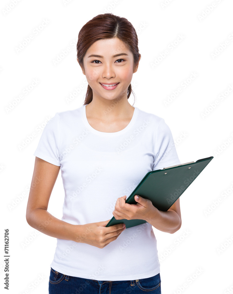 Woman hold clipboard