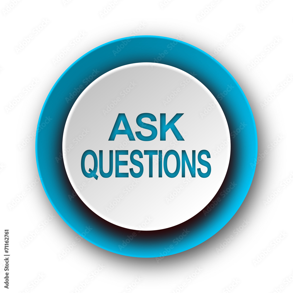 ask questions blue modern web icon on white background