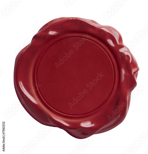 red wax seal isolated with clipping path included photo