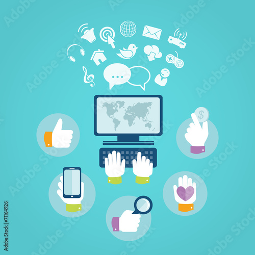 Flat design concept of computer and internet services