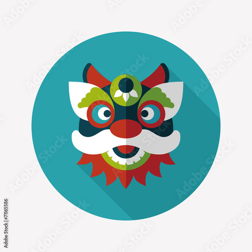 Chinese New Year flat icon with long shadow eps10 The dragon and