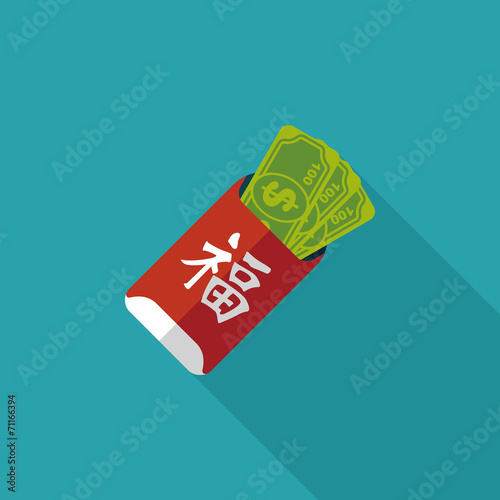 Chinese New Year red envelope flat icon with long shadow,eps10