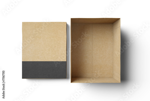 Empty isolated box with black strip photo