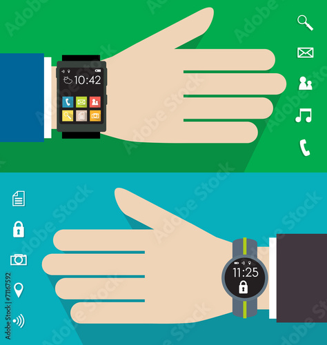 smart wearable watch flat vector