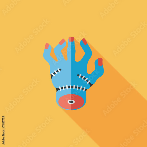 Halloween zombie hand flat icon with long shadow,eps10