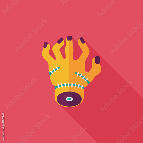 Halloween zombie hand flat icon with long shadow,eps10