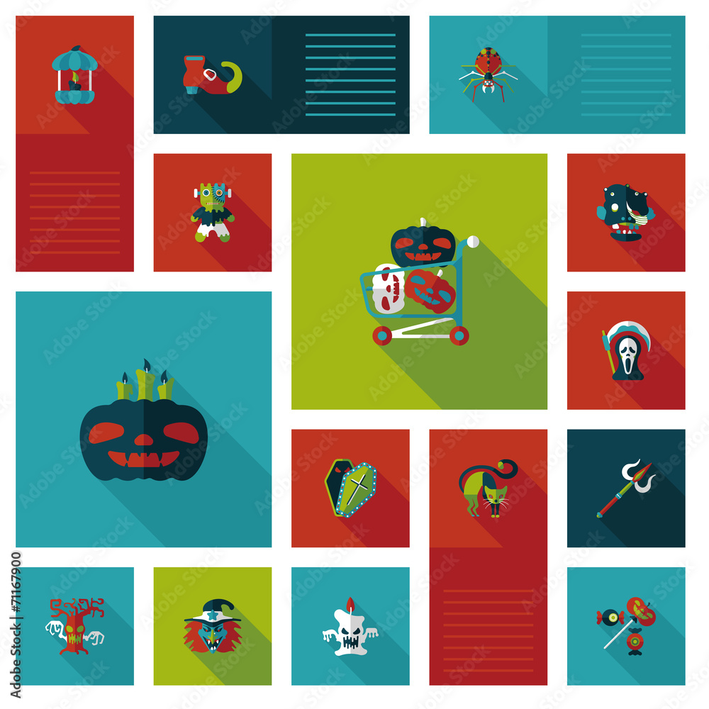 Halloween flat ui background set Halloween flat ui background set