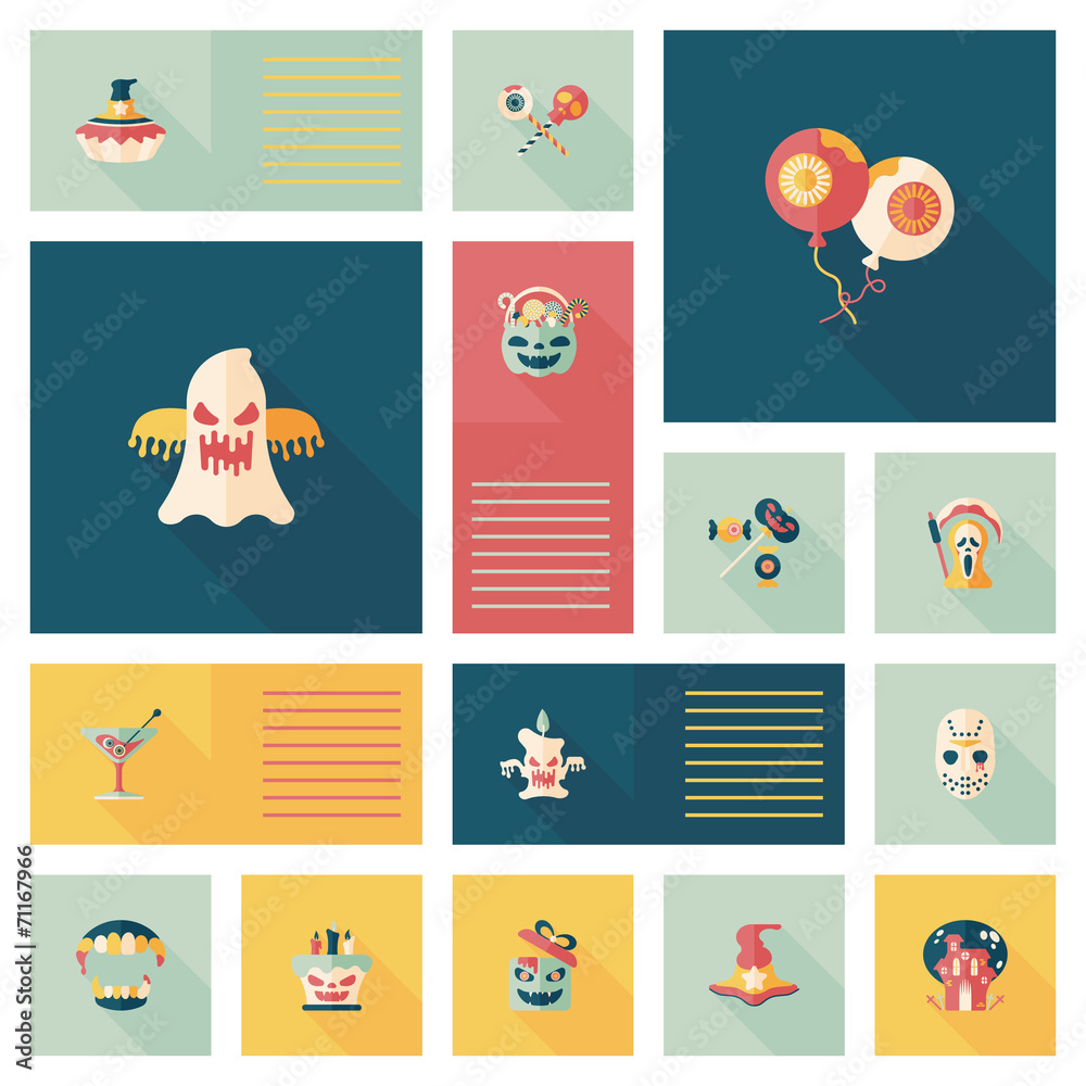 Halloween flat ui background set Halloween flat ui background set