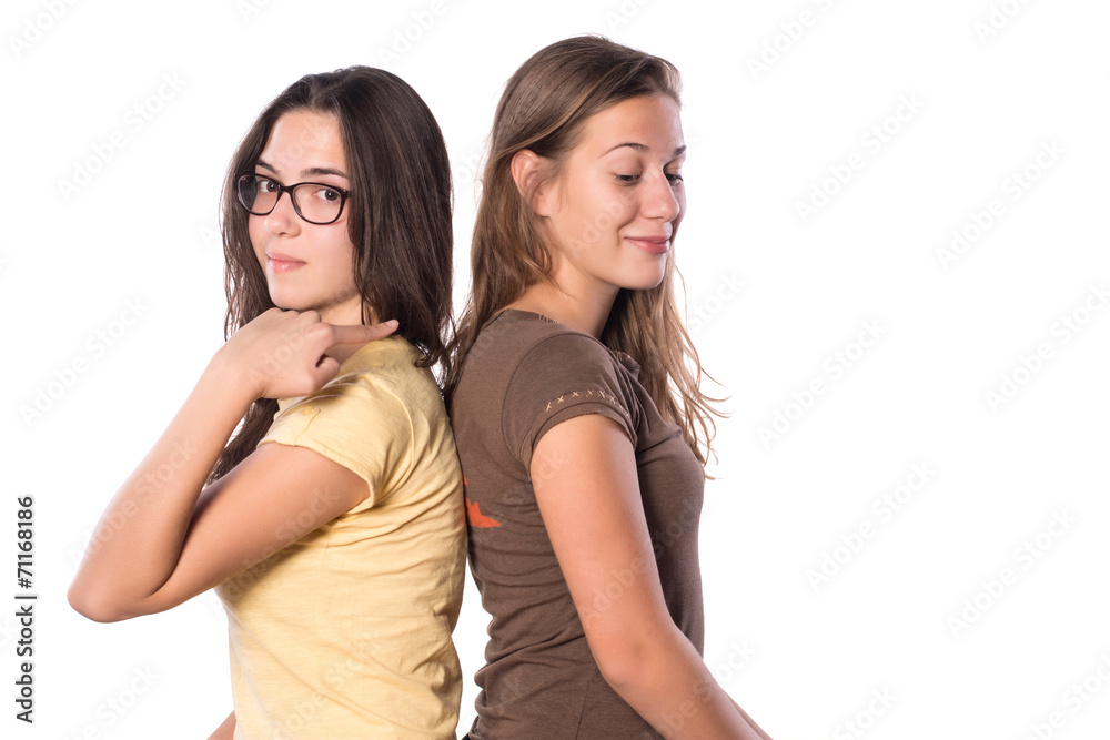 Two young girls smiling best friends Two young girls smiling best friends