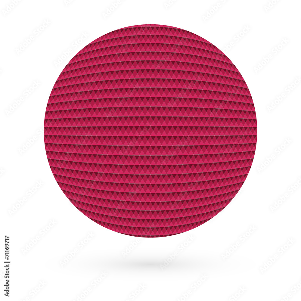 Abstract circle with red triangles. Raster