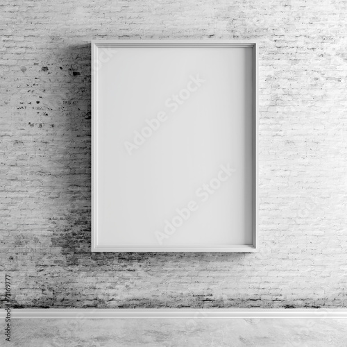 3d blank boards on white vintage brick wall