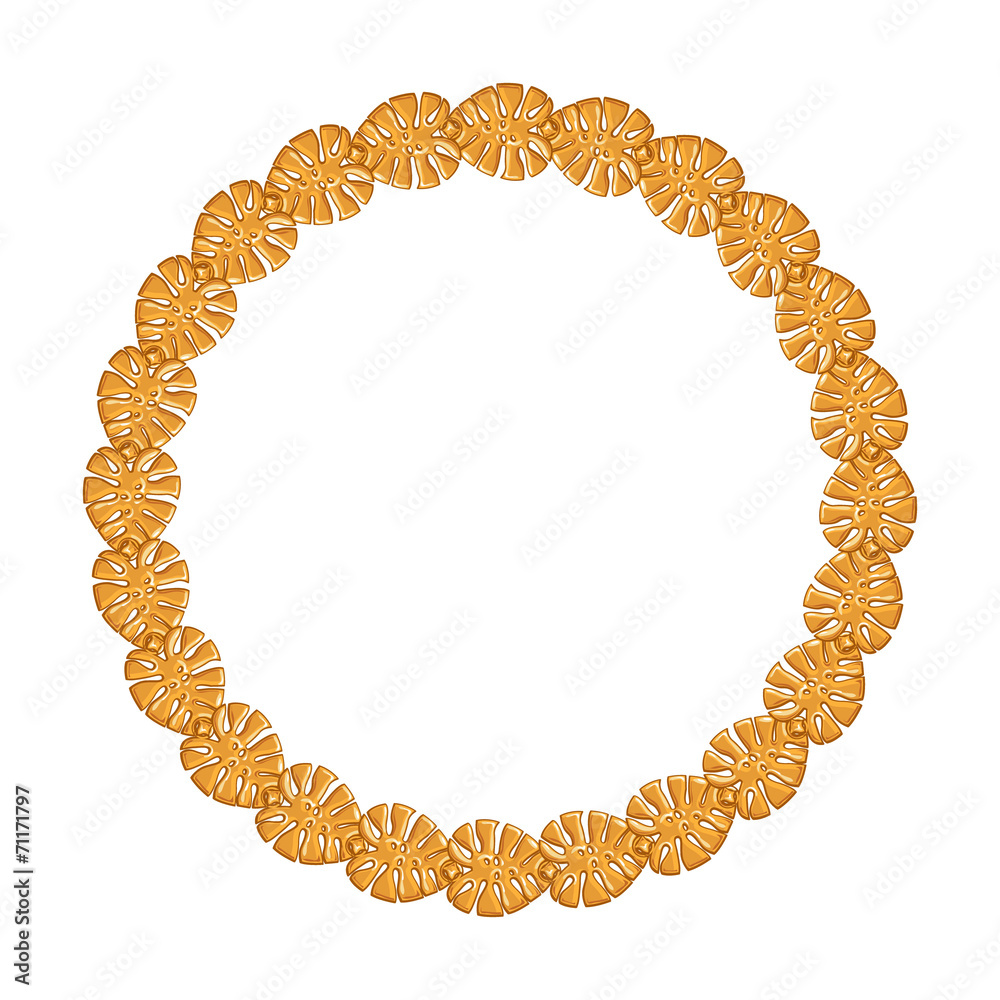 round frame - gold chain on the white background. round frame - gold chain on the white background.