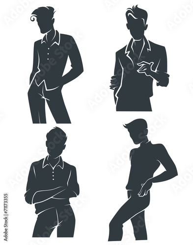 silhouettes of fashionable handsome man