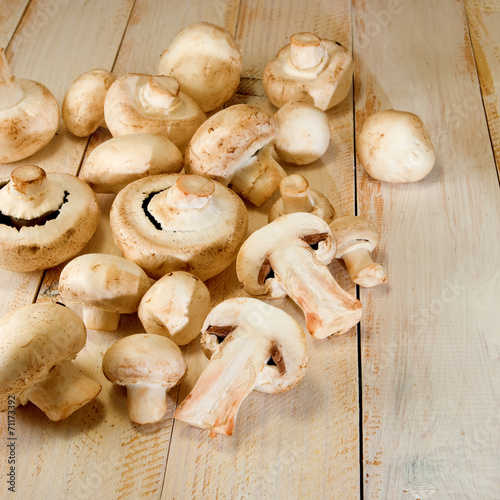 mushrooms champignon on the table