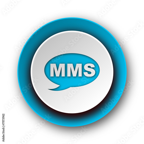 mms blue modern web icon on white background