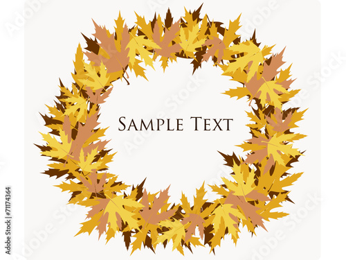 Autumn leaves in circle background with space for your text.