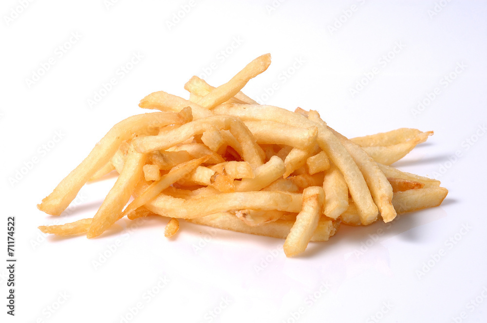 a pile of french fries isolated on white