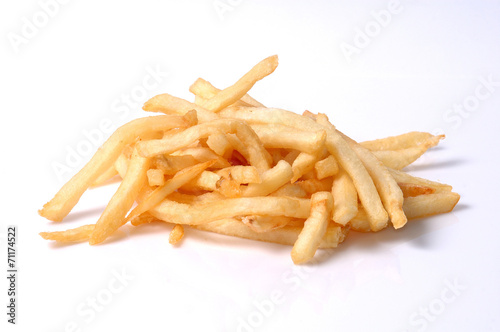 a pile of french fries isolated on white