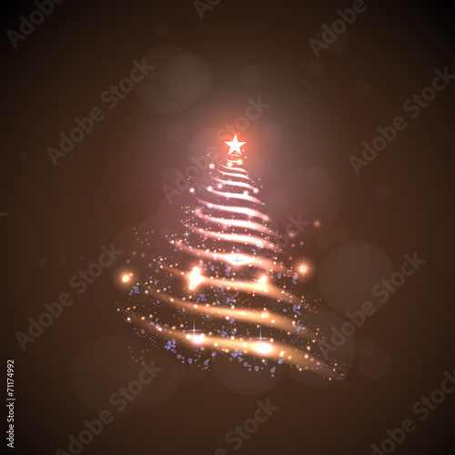 Abstract Christmas tree made of sparkles and lights