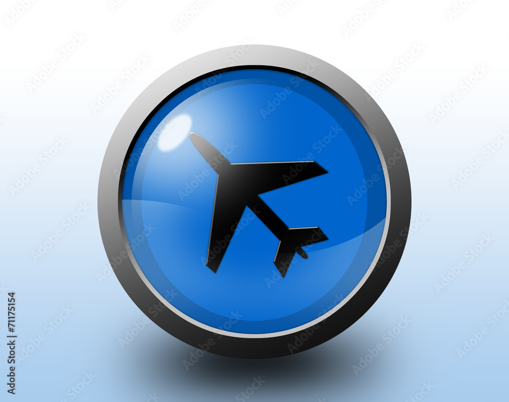 Plane icon. Circular glossy button. Plane icon. Circular glossy button.