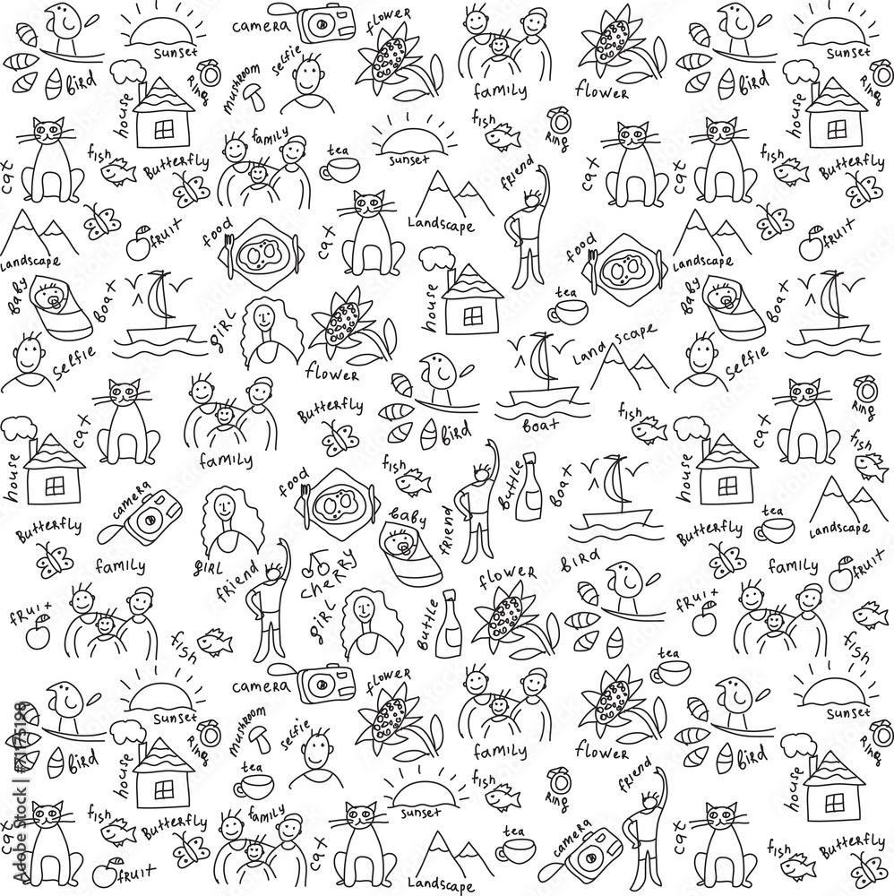 Casual objects seamless pattern