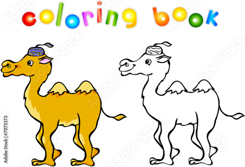 Funny cartoon camel coloring book