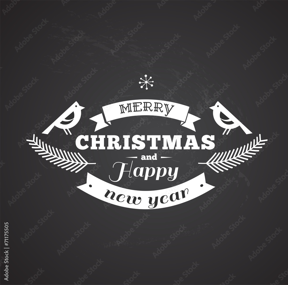 Fototapeta premium Vintage Christmas design with typography and birds