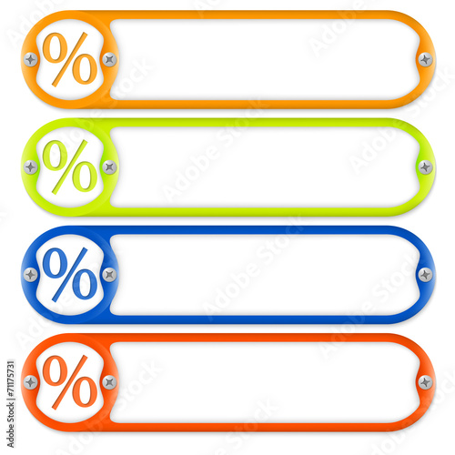 four frames for entering text with screws and percent symbol