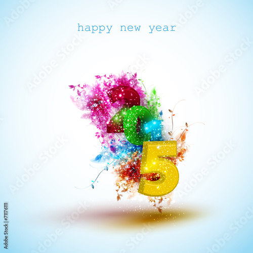 New year 2015 creative greeting card design, easy editable