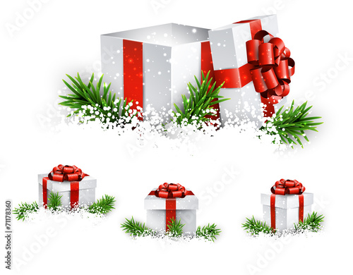 Set of realistic 3d gift boxes.