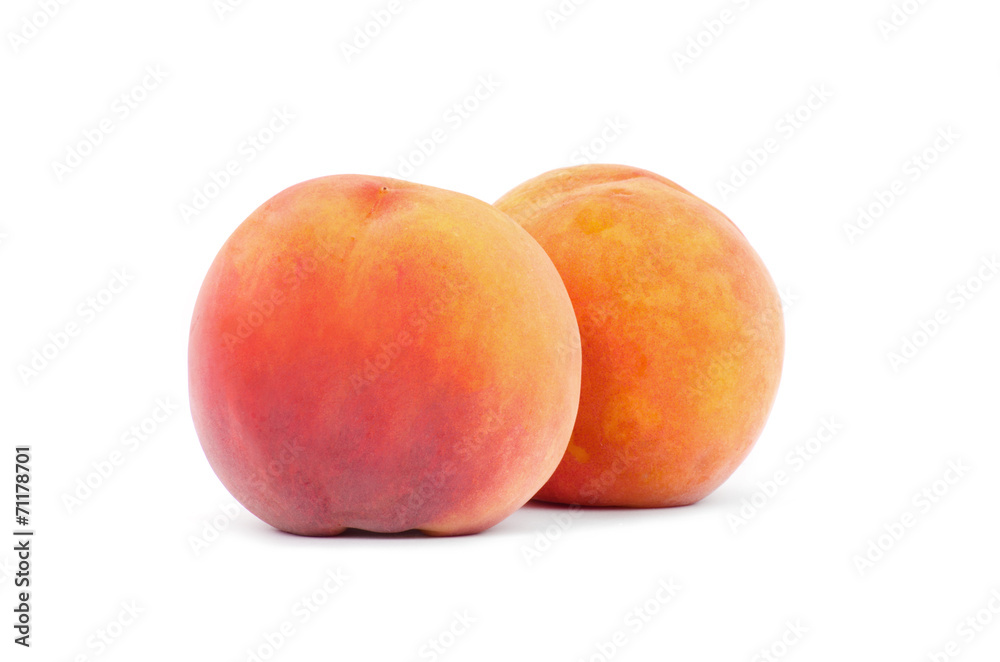 Ripe peach fruit isolated on white background cutout Ripe peach fruit isolated on white background cutout