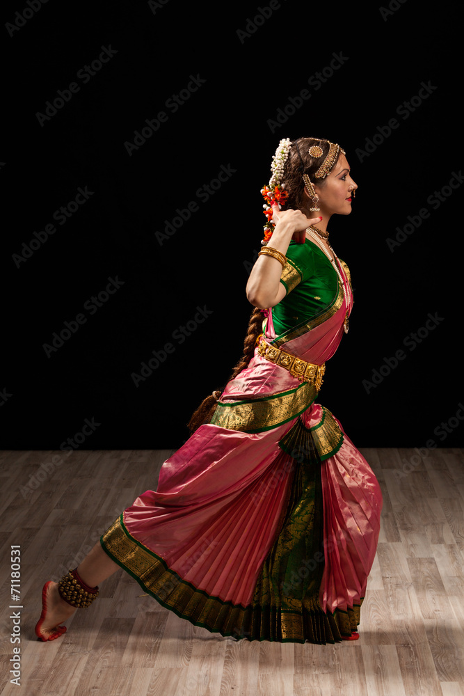 Beautiful dancer of Indian dance Bharatanatyam