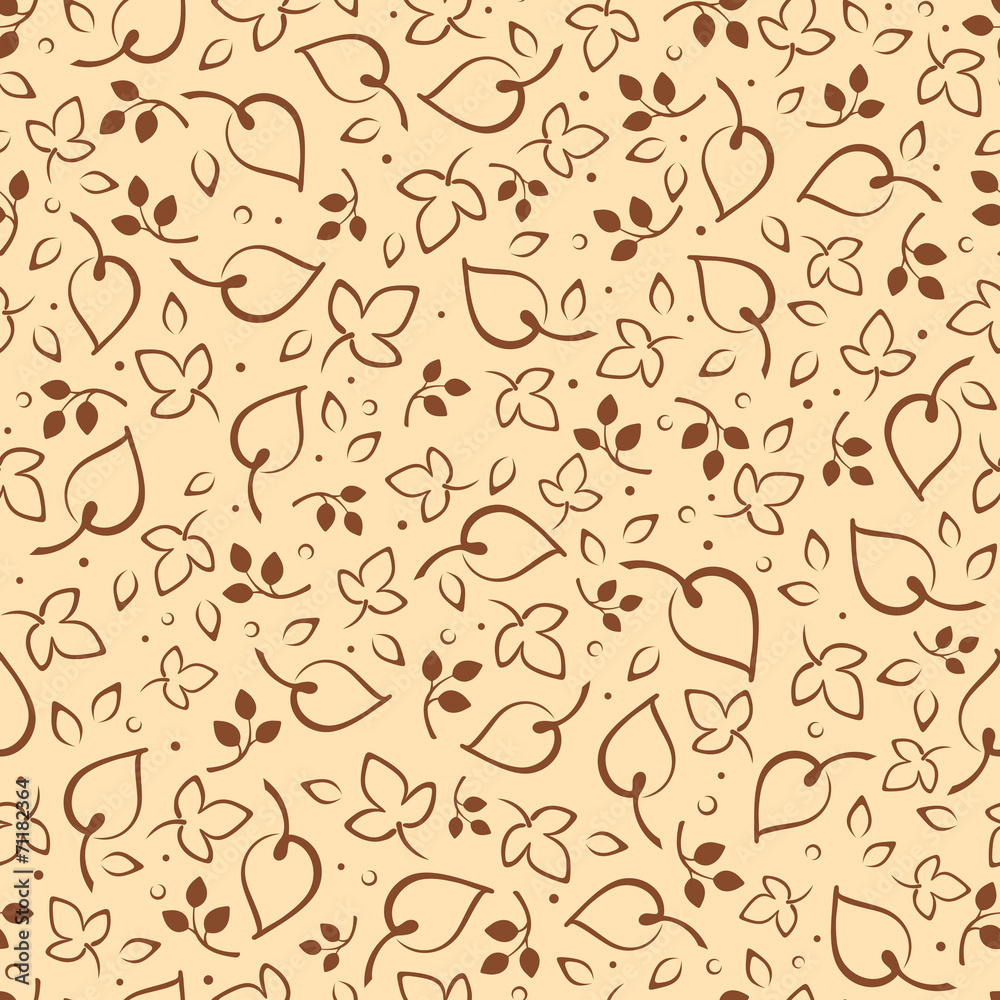 Seamless beige pattern with leaves. Vector illustration. Seamless beige pattern with leaves. Vector illustration.