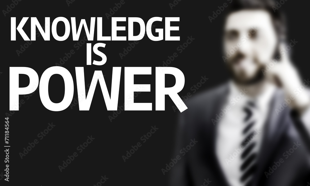 Business man with the text Knowledge is Power