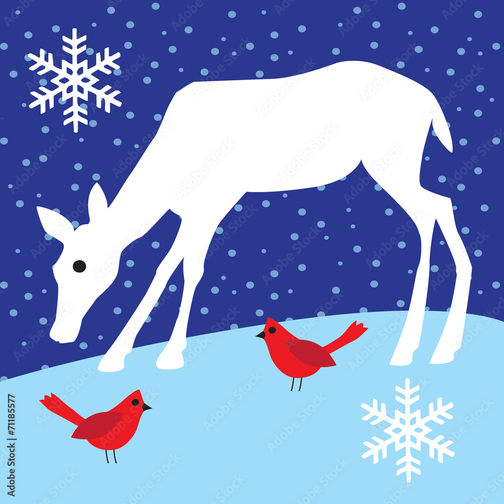 deer and birds deer and birds