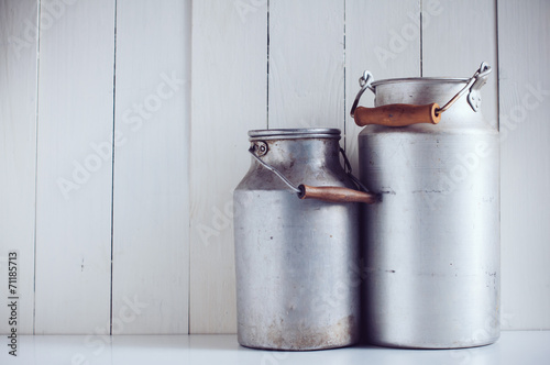 vintage aluminum milk cans