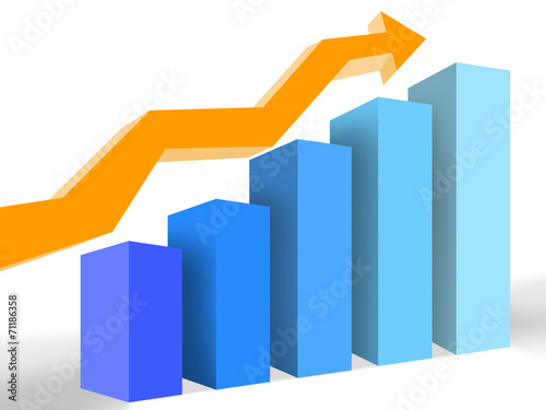 Schilderij op canvas A graph illustrating success and profit