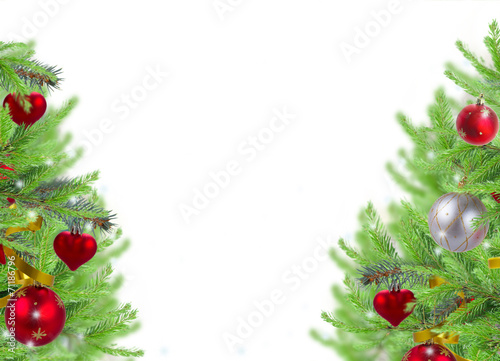 christmas frame with fir tree twigs