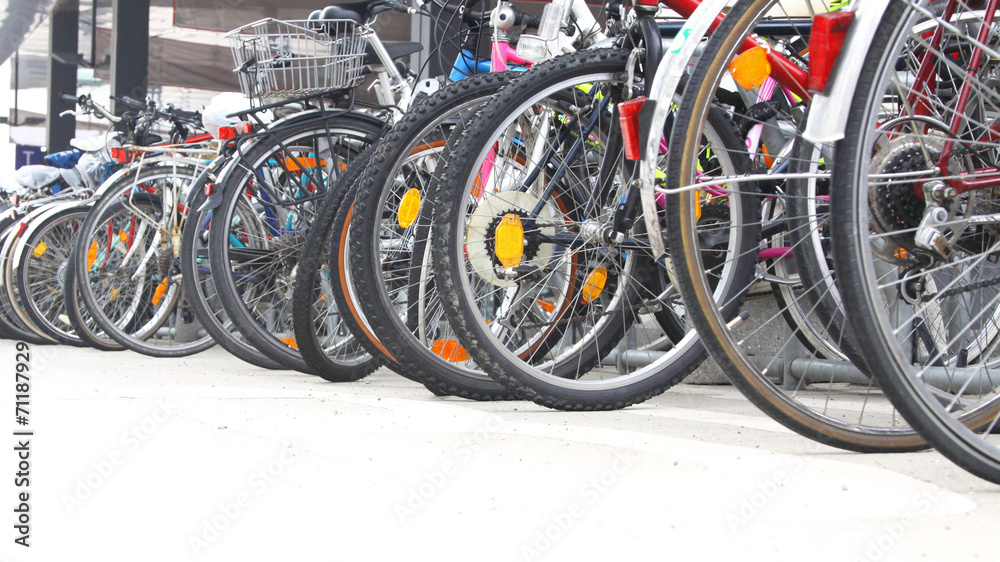 row of parking bikes