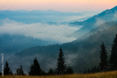 Majestic sunset in the mountains landscape © Dmytro Kosmenko